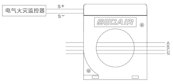 J-SCM41(160)剩余電流式<a href=http://m.zjwzcg.com/dianqihuozai/ target=_blank class=infotextkey>電氣火災監控</a>探測器接線圖